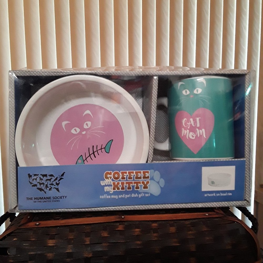 Coffee with My Kitty Coffee Mug Pet Dish Set